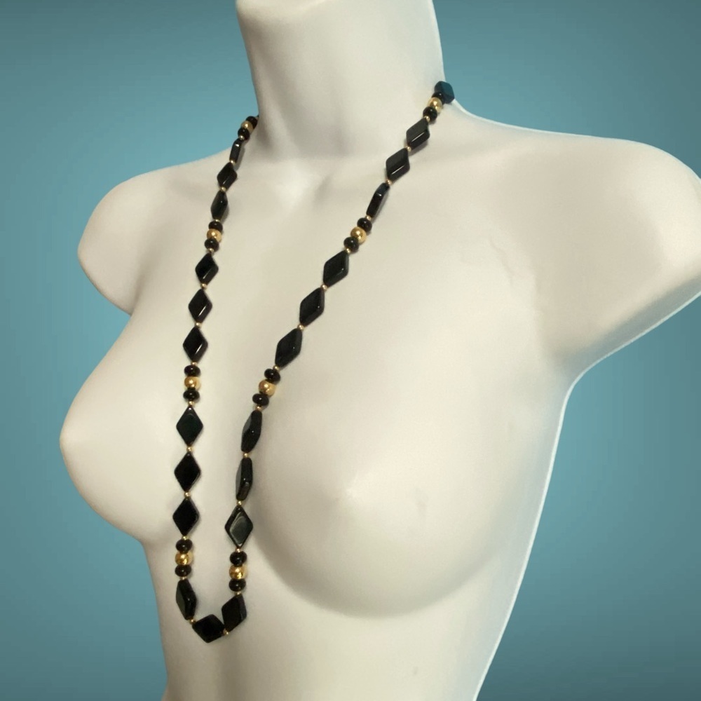 TRIFARI Black & Gold Lucite Vintage Necklace